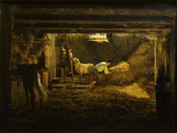 Filippo Palizzi Interno d'una stalla Sweden oil painting art